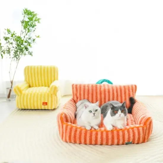 ZEZE Striped Furniture Style Sofa Cat Bed image {7}