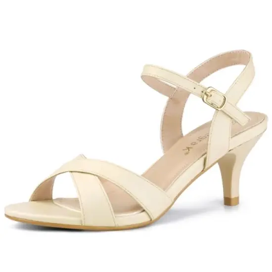 Allegra K Women's Cross Straps Kitten Heel Sandals image {5}