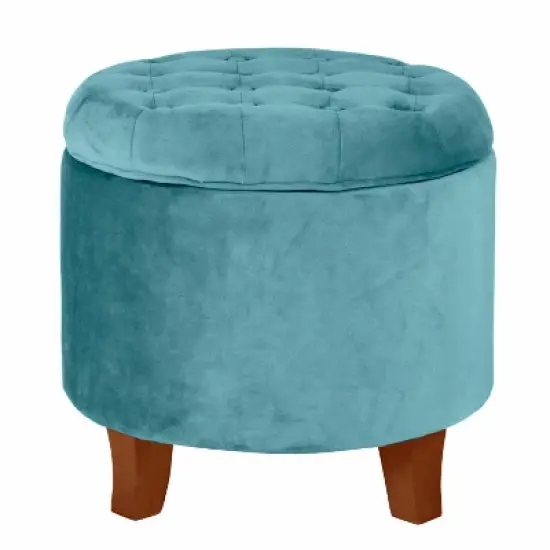 Large Round Button Tufted Storage Ottoman - HomePop image {11}