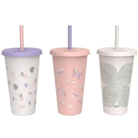 Zak Designs 3pk 25 fl oz Plastic Straw Tumbler Set image {8}