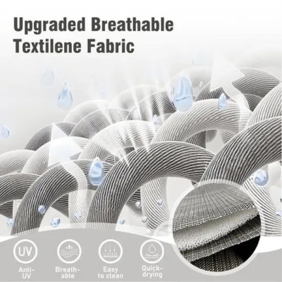 Captiva Designs 7pc Outdoor Rectangle Steel Table with Umbrella Hole & Textilene Swivel Chairs image {9}