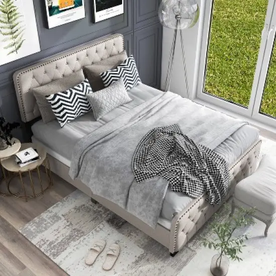 Phebe Button Tufted Upholstered Bed - HOMES: Inside + Out image {2}