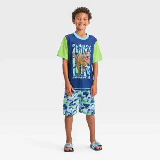 Boys' Jurassic World 2pc Pajama Set with Slide Sandals - Green image {4}