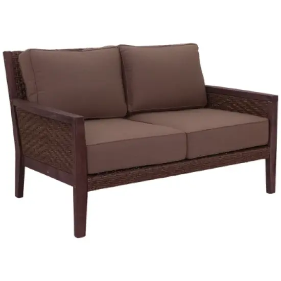 Courtyard Casual Buena Vista II Loveseat Stained Eucalyptus Wood KD  Sunbrella Fabric image {10}