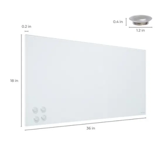 ECR4Kids MessageStor 18in x 36in Magnetic Dry-Erase Glass Board and 4 Rare Earth Magnets image {1}