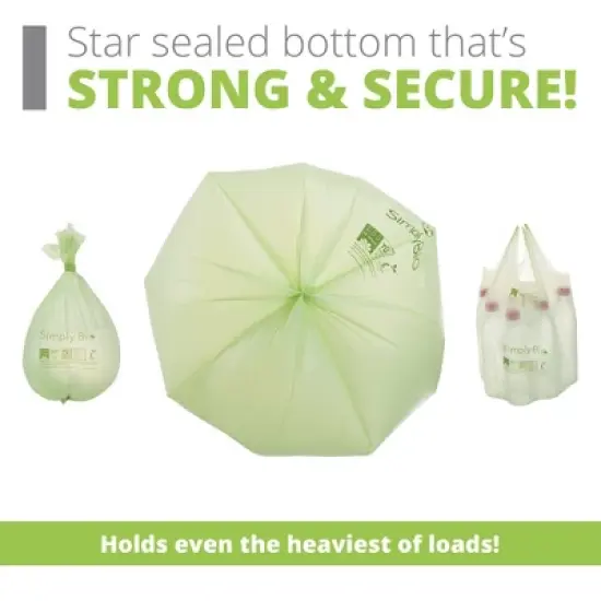 Simply Bio 13 Gal. Compostable Trash Bags with Flat Top, Heavy-Duty, 0.87 MIL,50-Count image {3}