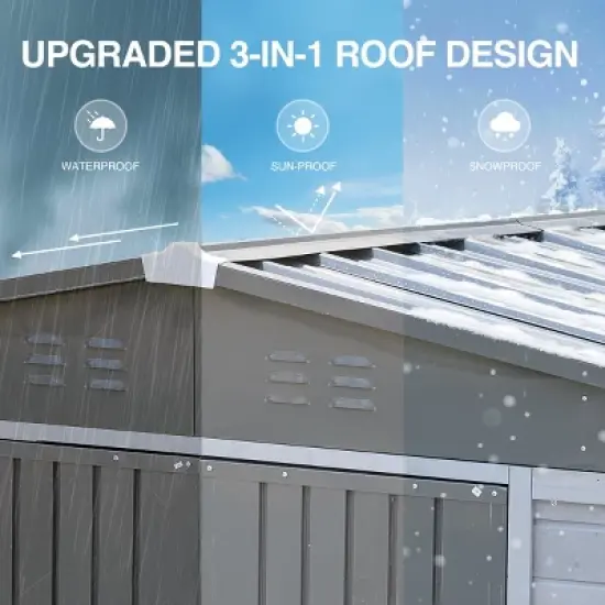 8x10 FT Outdoor Backyard Storage Shed,Iron-Wood Frame Garden Storage Shed with Two Doors and Window,Tool Shed with All-Weather Design-Coolbibila image {6}