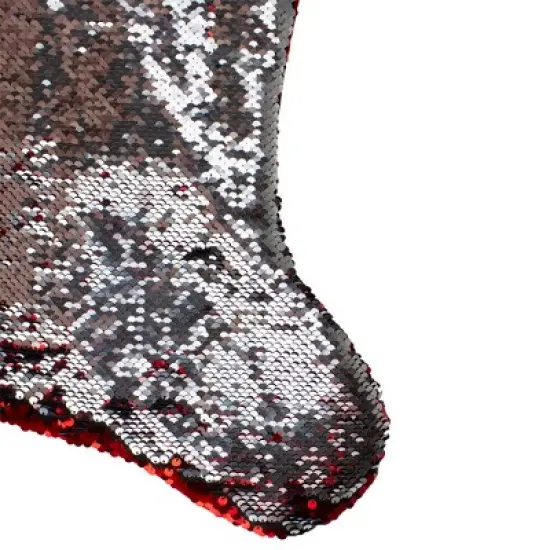 Northlight 22" Red and Silver Reversible Sequined Christmas Stocking image {4}