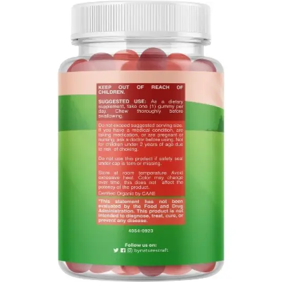 Organic Vitamin D Gummies for Kids, Vegan Kids Immunity Support Gummies with Vitamin D3 for Daily Teeth Muscle & Bone Support, Nature's Craft, 60ct image {2}