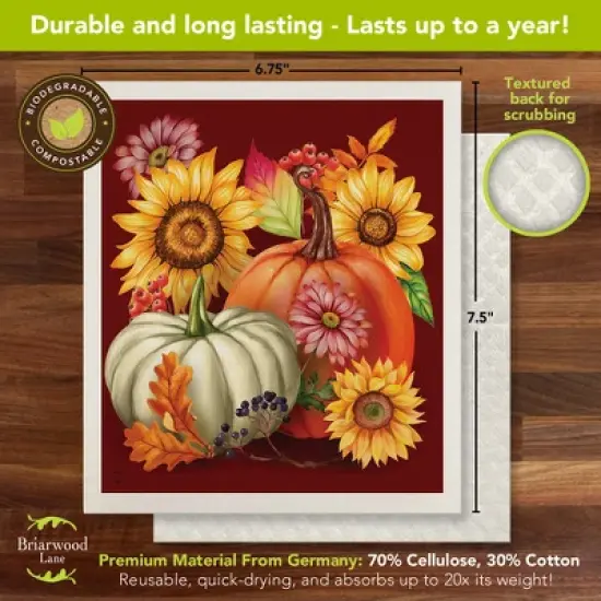 Briarwood Lane Fall Beauty Floral Swedish Dishcloth (2-pack) image {1}