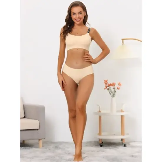 Allegra K Women's Wireless Pullover U Neck No Show Smooth Stretch Bra and Panty Set image {4}