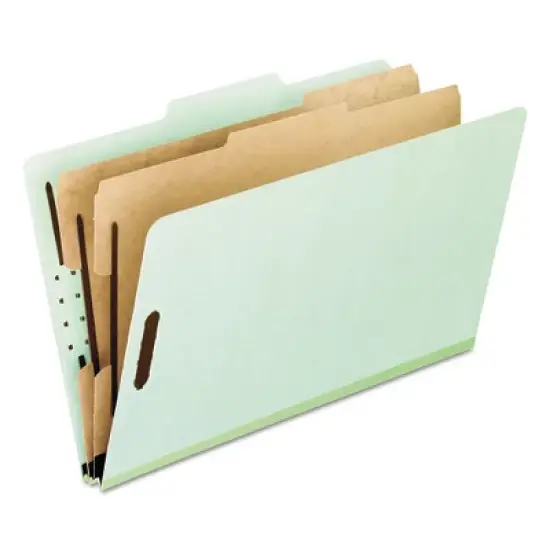 Pendaflex Six-Section Pressboard Classification Folders, 2" Expansion, 2 Dividers, 6 Fasteners, Letter Size, Green Exterior, 10/Box image {7}