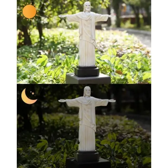 Techko Maid Jesus Solar Outdoor Garden Statue Decor with Spotlight image {10}