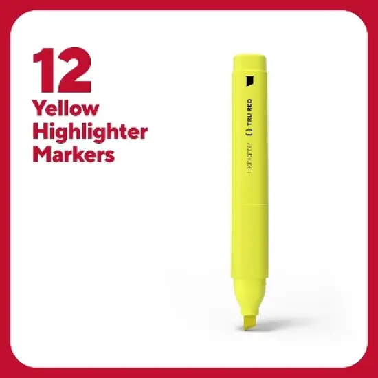 TRU RED Tank Highlighter with Grip Chisel Tip Yellow Dozen TR54579 image {1}