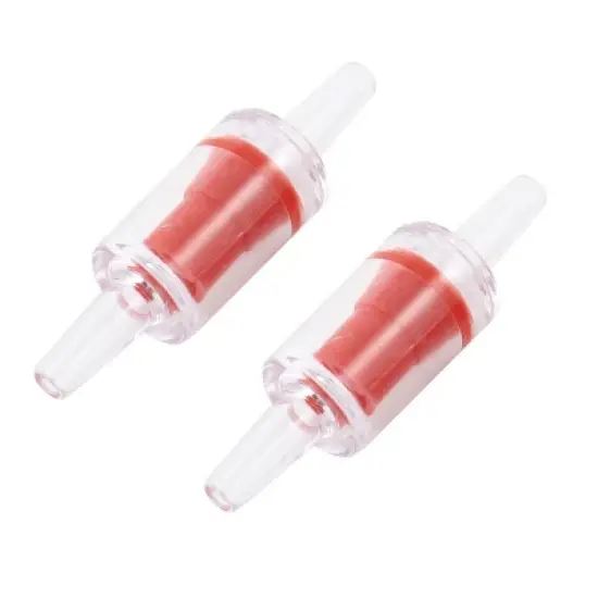 Unique Bargains Aquarium Tank Plastic Air Pump Co2 Diffuser One Way Check Valves Red Clear 2 Pcs image {3}