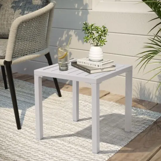 Pellebant Outdoor End Table Aluminum Square Patio Side Table image {8}