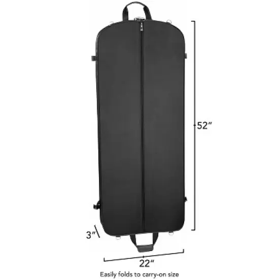 WallyBags 52" Premium Travel Garment Bag with shoulder strap and two large pockets, Black image {1}