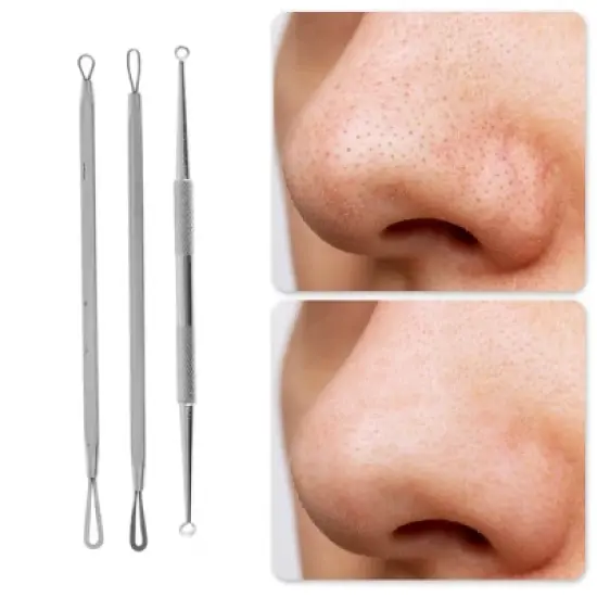 Unique Bargains Skincare Professional Pimple Extractor Tool Kit Silver Tone 1 Set image {4}