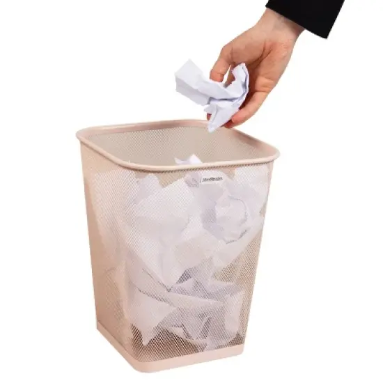 Mind Reader Square Trash Can Metal Mesh Pink image {5}