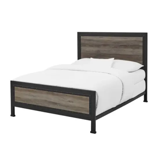 Queen Industrial Wood and Metal Bed - Saracina Home image {5}