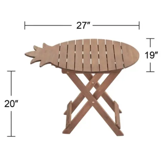 Teal Island Designs Modern Acacia Wood Outdoor Folding Table 19" x 27" Natural Oil Pineapple for Patio Home House Balcony Deck Shed image {7}