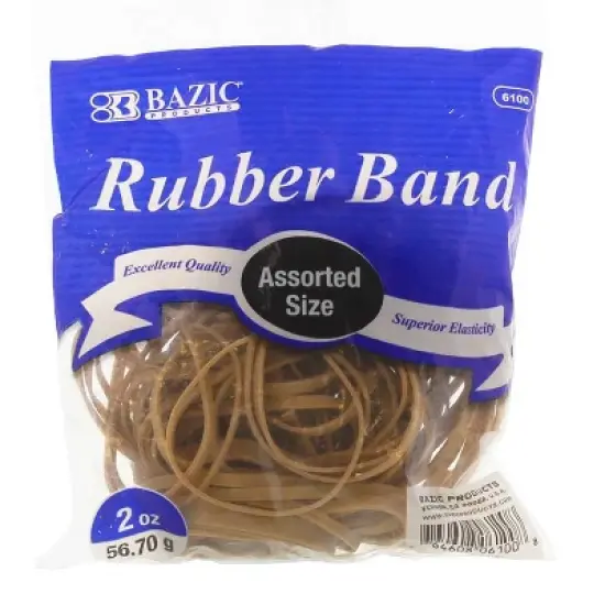 BAZIC Products&reg; Rubber Bands, Assorted Sizes, 2oz./56.70g Per Pack, 6 Packs image {1}