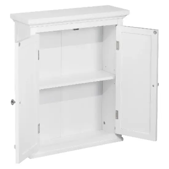Slone 2 Door Shuttered Wall Cabinet - White - Elegant Home Fashion image {2}