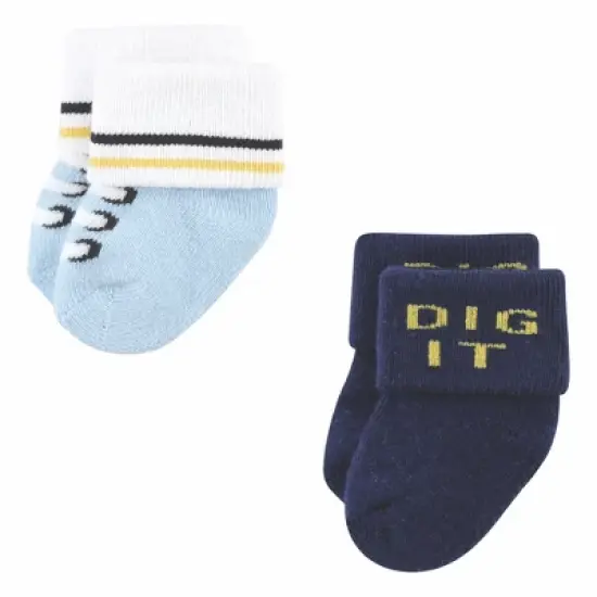Luvable Friends Infant Boy Newborn and Baby Terry Socks, Bulldozer image {2}