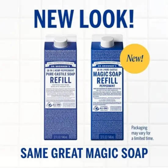 Dr. Bronner's Pure Castile Liquid Soap Bodywash Refill Carton - Peppermint - 32 fl oz image {2}
