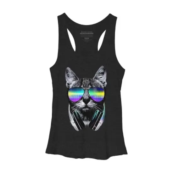 Women's Design By Humans Music Lover Cat By clingcling Racerback Tank Top image {7}