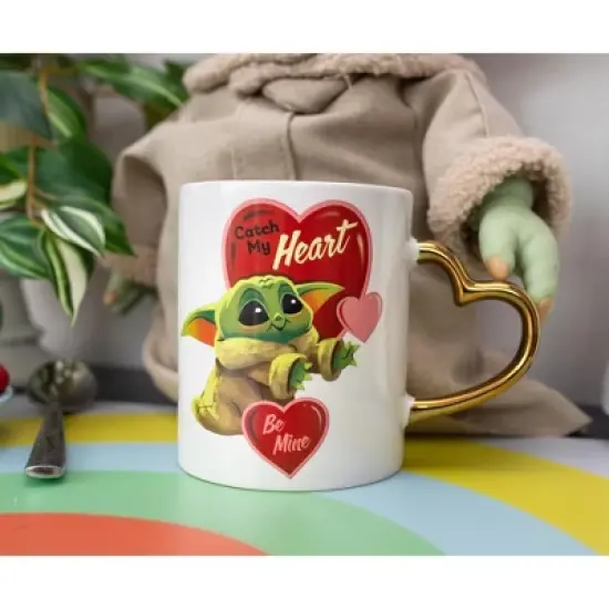 Silver Buffalo Star Wars: The Mandalorian Grogu Heart-Shaped Handle Ceramic Mug | 14 Ounces image {3}