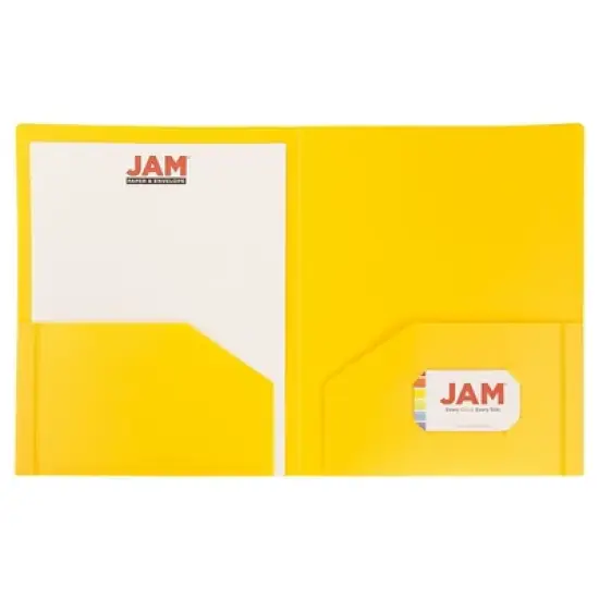 JAM 6pk 2 Pocket Heavy Duty Plastic Folders - Yellow image {1}