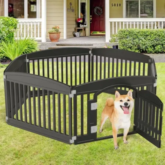 AZL1 Life Concept Pet Crates and Houses Dog Playpen Safe Secure Indoor Outdoor Pet Fence Folding Portable Ideal for Dogs, Black, 69.2"*35"*23.6" image {2}