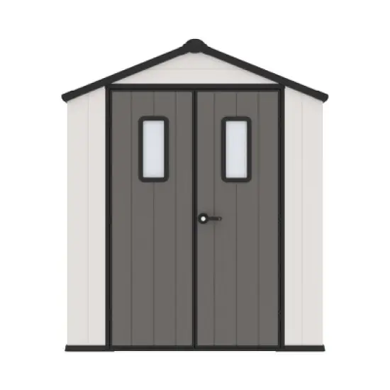 YARDSIGHT 8*6 FT Outdoor Storage Shed with Floor and Double Doors for Garden Patio Furniture and Tools,Gray/White image {8}