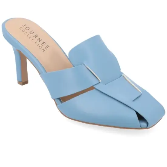 Journee Collection Womens Tristin Slip On Stiletto Square Toe Mule Pumps image {10}