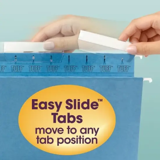 Smead TUFF Hanging File Folder with Easy Slide Tab, 1/3-Cut Sliding Tab, Letter Size, 18 per Box image {3}