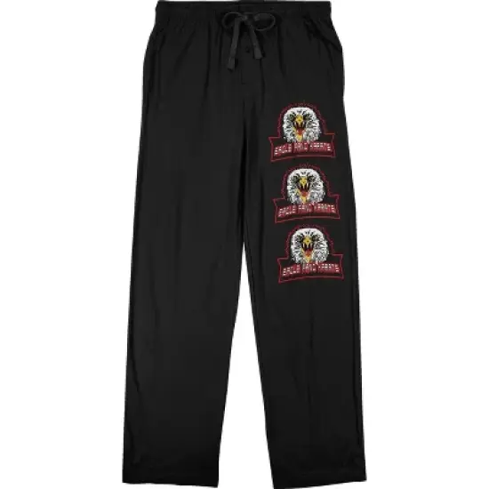Cobra Kai Eagle Fang Repeat Logo Men's Black Sleep Pajama Pants image {7}