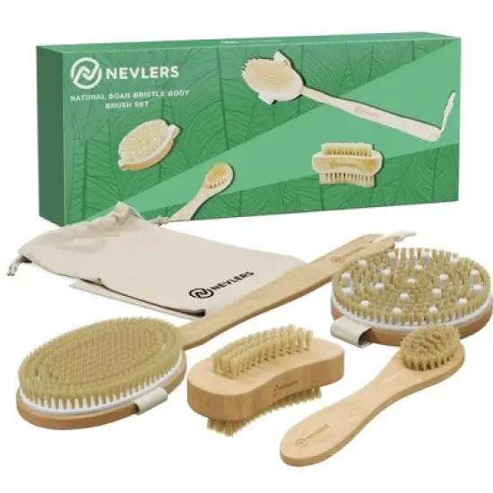 Nevlers Boar Bristle Exfoliating Dry Body Brush Set image {9}