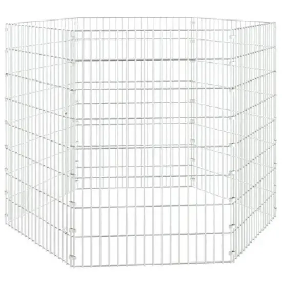 vidaXL Free Range Animal Enclosure - Galvanized Iron 6-Panel Pet Cage 21.3"x31.5" DIY Rabbit Hutch Outdoor Bunny Playpen image {8}