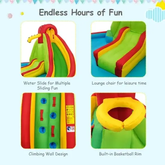Costway Kids Inflatable Water Slide Bounce Park Splash Pool w/Water Cannon & 480W Blower image {6}