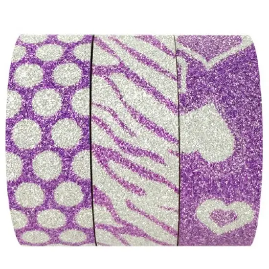 Wrapables Purple Shimmer Washi Masking Tape (Set of 3) image {3}