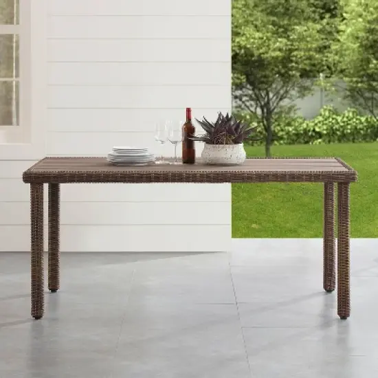 Bradenton Outdoor Rectangular Dining Table Weathered Brown - Crosley image {2}