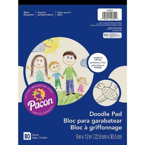 Pacon Art Street White Doodle Pad 9" x 12" PAC104609 image {1}