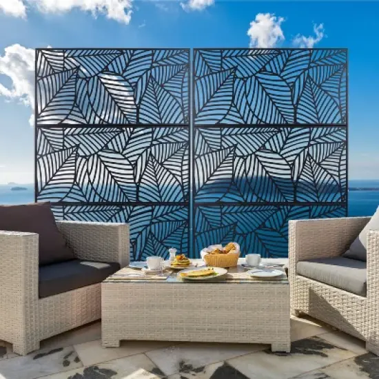 CAVINAS Patio Decorative Screen Metal Fence Privacy Screen with Leaf Pattern for Outside and Garden, 76" H&times;48" W image {5}