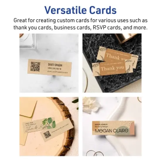 Avery Printable Rectangle Mini Business Cards with Sure Feed Technology, 1" x 3", Kraft Brown Cardstock, Print-to-the-Edge, Laser/Inkjet, 160 Total image {2}