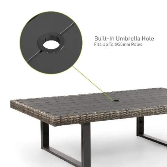 Greemotion 4pc Antigua Outdoor Patio Conversation Furniture Sets with Height Adjustable Table Brown: Modular Sectional, UV Protection image {2}