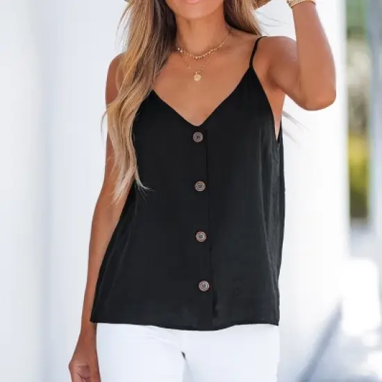 Women's Buttoned V Neck Cami - Cupshe image {3}