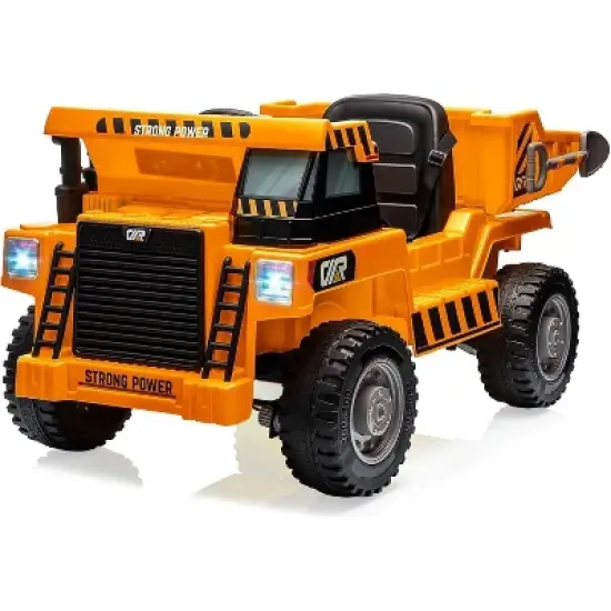 12V Electric Ride-On Construction Truck - 4-Wheeler Toy Car with Remote Control, Dump Bed, Shovel & Music Player image {10}