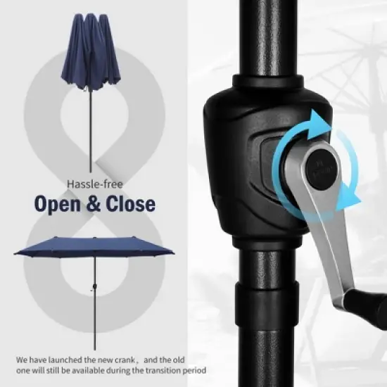 Captiva Designs 8pc Patio Dining Set with Rectangular Table & Armrest Rattan Chairs & Market Umbrella image {12}