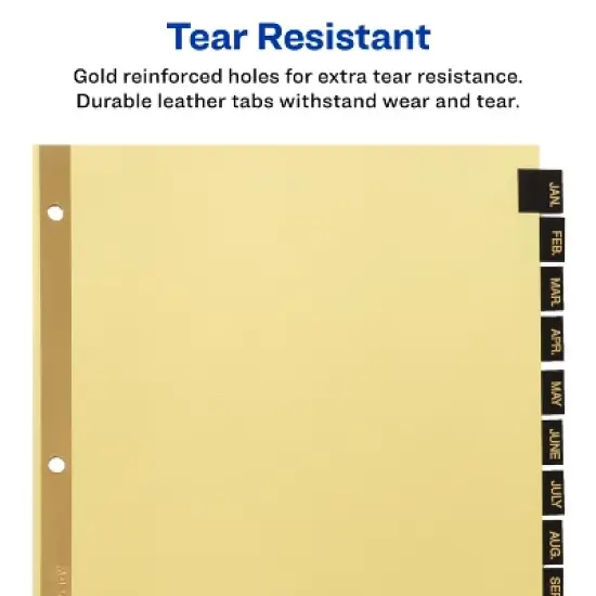 Avery Jan-Dec Dividers for 3 Ring Binders, 12 Tabs per Set, Pre-Printed Black Leather Tabs (3 Sets of 26180) image {2}